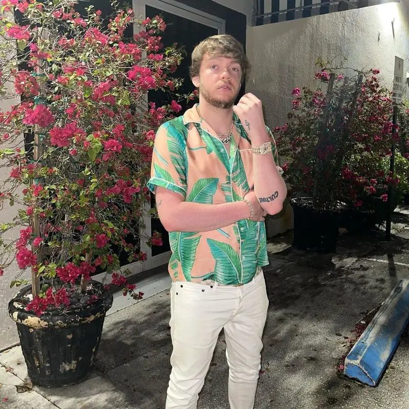 Murda Beatz outfit in Amiri, Nike, and Louis Vuitton, 2021