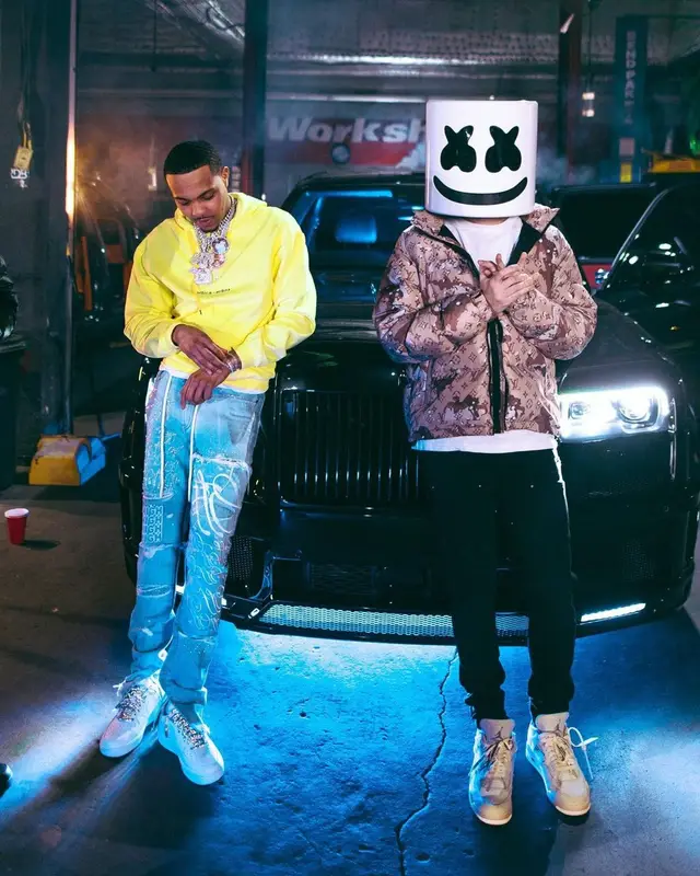 Marshmello outfit in Amiri, Jordan, and Marshmello Merch, 2021