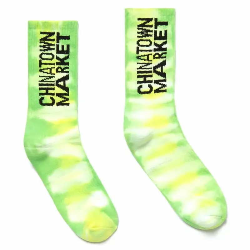 Market Tie Dye Logo Socks (Green) $16