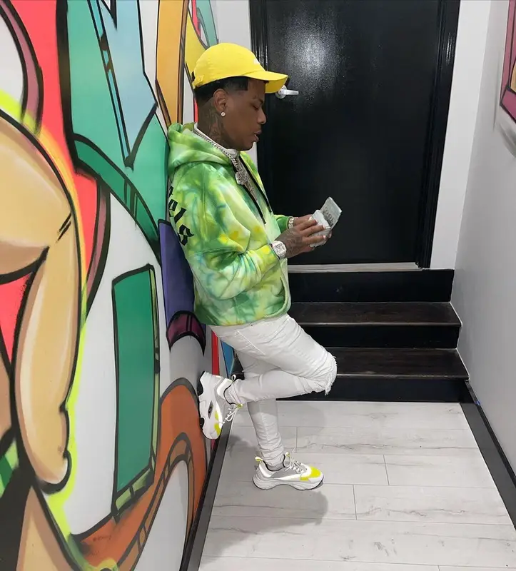 Rylo Rodriguez outfit in Amiri, Dior, and Palm Angels, 2021