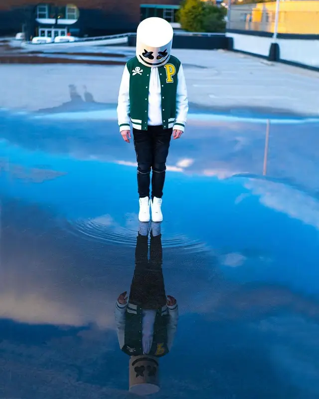 Marshmello outfit in Palm Angels, Amiri, and Marshmello Merch, 2020