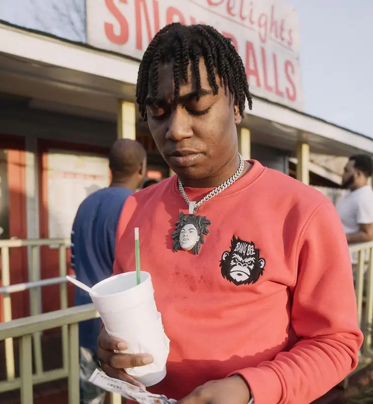 Fredo Bang outfit in Bang Biz Clothing, Supreme, and Nike, 2021