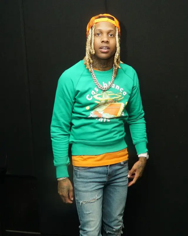 Lil Durk outfit in Casablanca, Milano Di Rouge, and Amiri, 2021