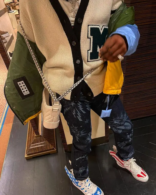 Lil Uzi Vert outfit in JW Anderson, Miu Miu, and Moncler, 2021
