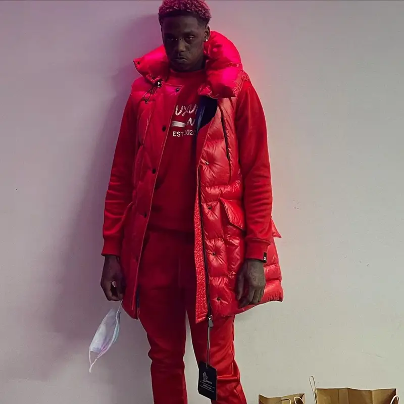 Famous Dex outfit in Moncler and Jordan, 2021