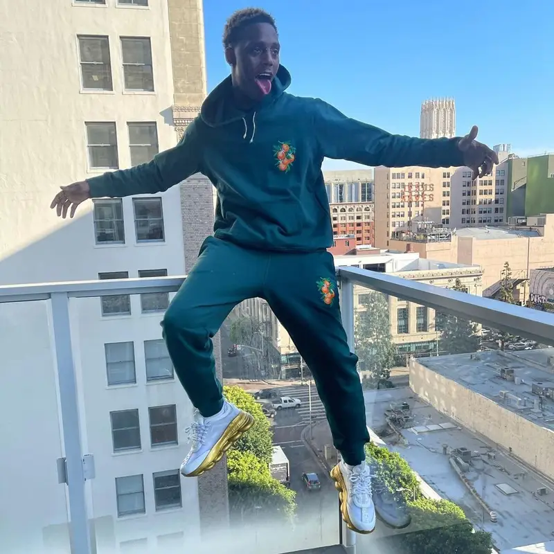 Famous Dex outfit in Casablanca and Versace, 2021