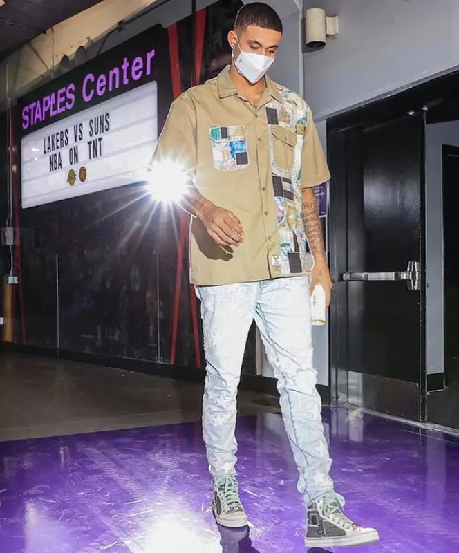 Kyle Kuzma outfit in Amiri and Chemist, 2021
