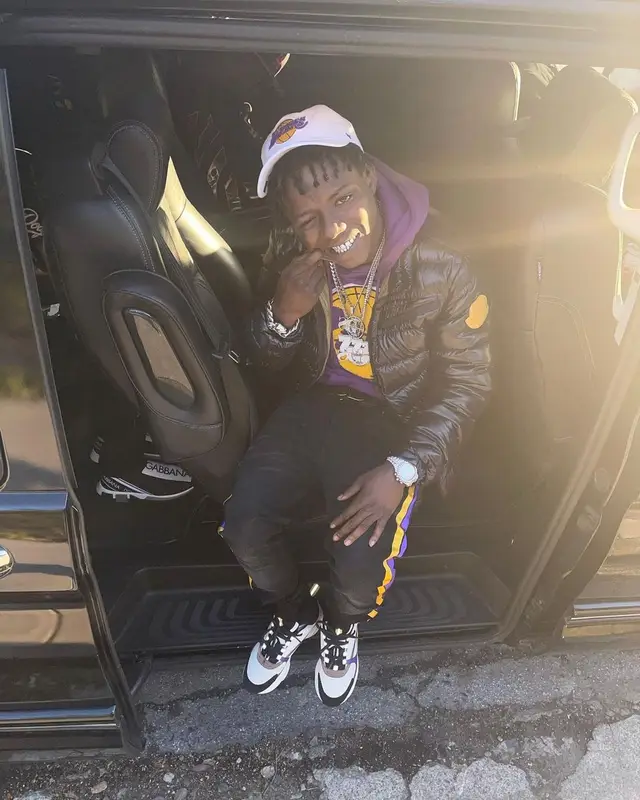 Jackboy outfit in Moncler, Nike, and ’47, 2021