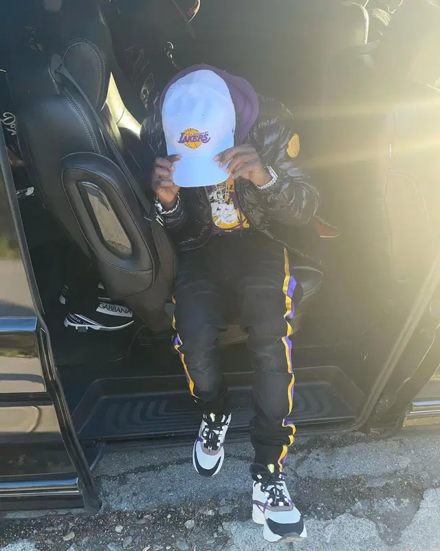 Jackboy outfit in Moncler, Nike, and ’47, 2021