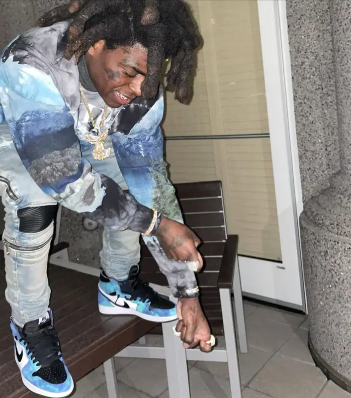 Kodak Black outfit in Amiri, Nike, and Cartier, 2021