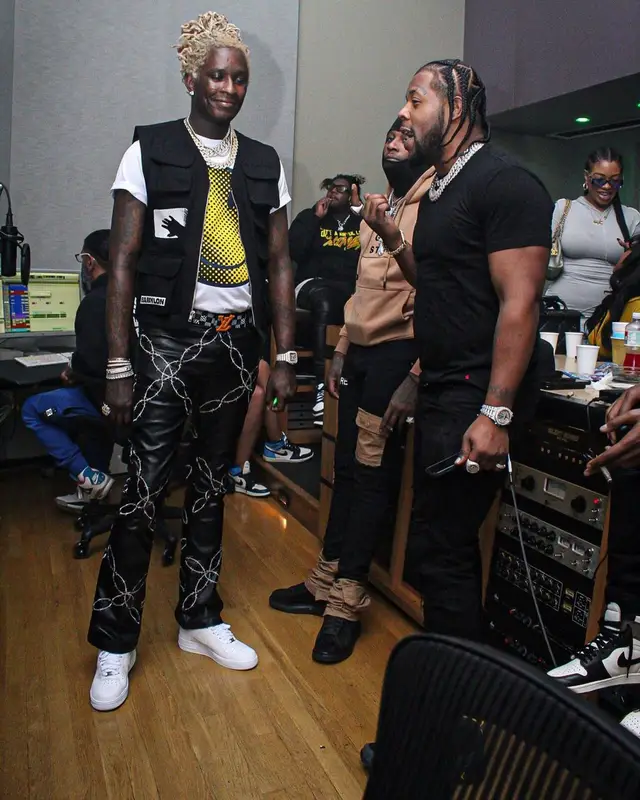 Young Thug outfit in Babylon, Marni, and Louis Vuitton, 2021