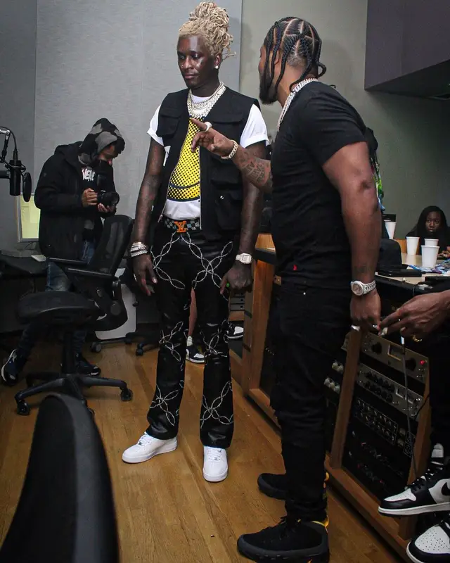Young Thug outfit in Babylon, Marni, and Louis Vuitton, 2021