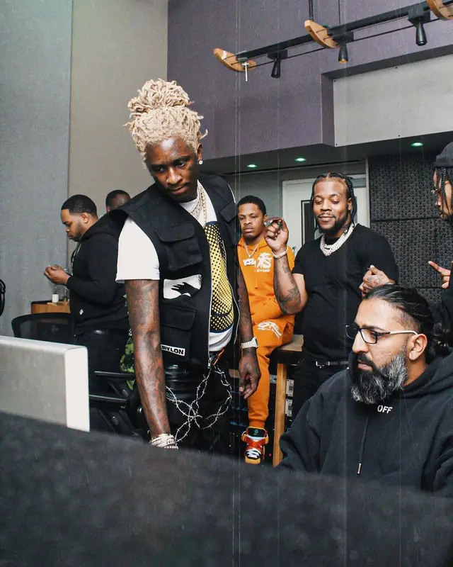 Young Thug outfit in Babylon, Marni, and Louis Vuitton, 2021