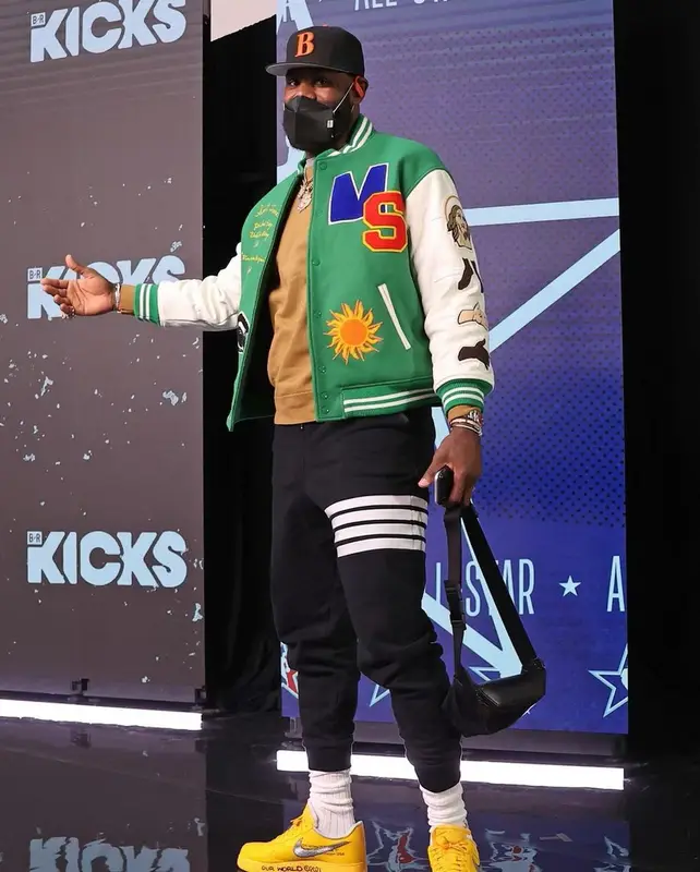 LeBron James outfit in Denim Tears, Thom Browne, and Henry Mask, 2021
