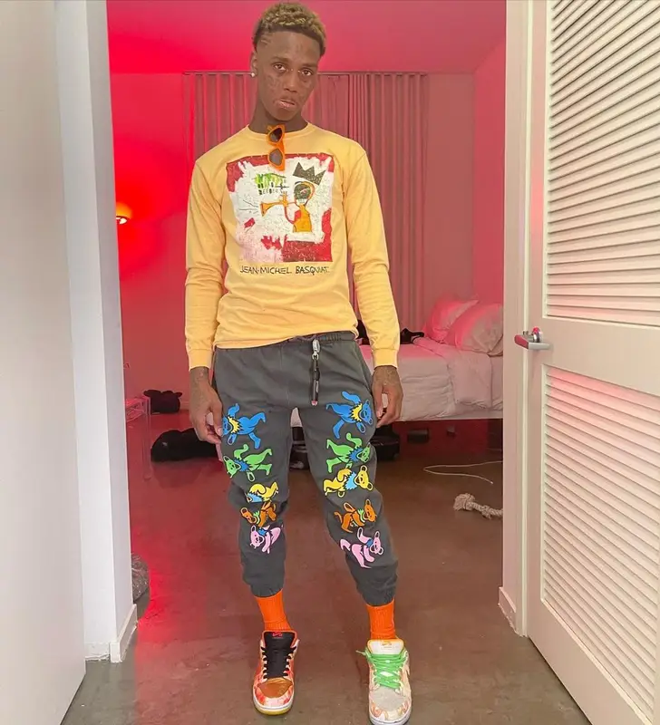 Famous Dex outfit in Jean-Michel Basquiat, Grateful Dead, and No Name, 2021