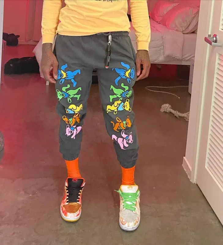 Famous Dex outfit in Jean-Michel Basquiat, Grateful Dead, and No Name, 2021