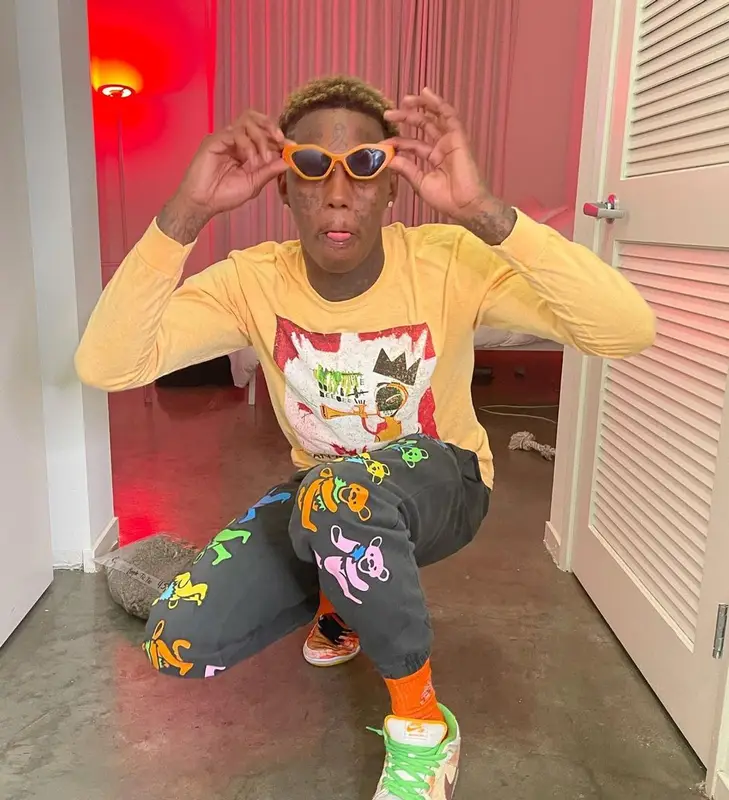 Famous Dex outfit in Jean-Michel Basquiat, Grateful Dead, and No Name, 2021