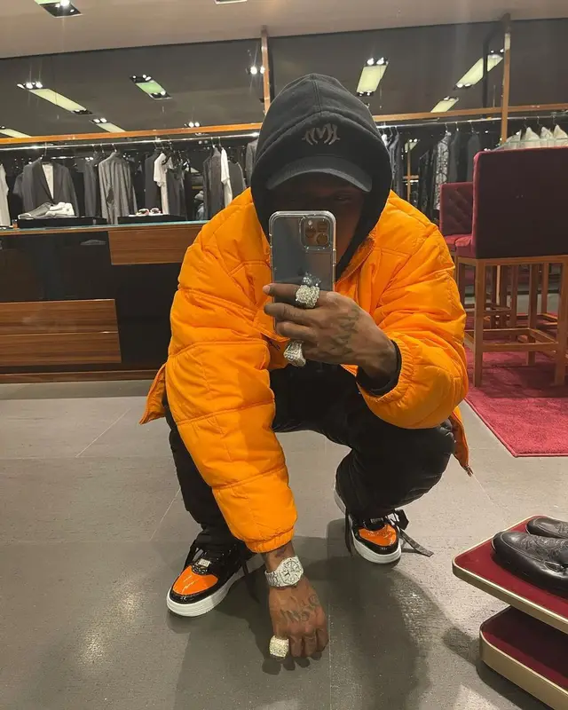 DaBaby outfit in Supreme, Nike, and Amiri, 2021