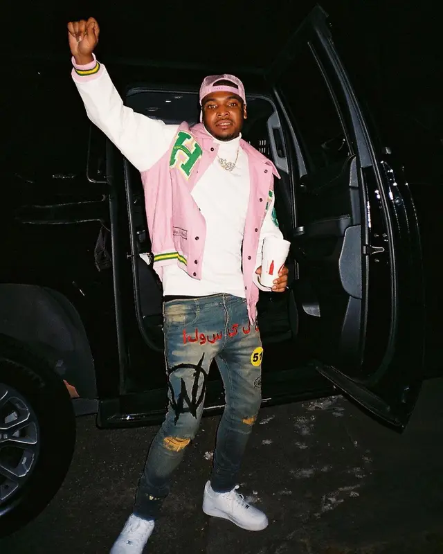 Lil Keed outfit in Homme + Femme, Nike, and Le Wuz Studios, 2021