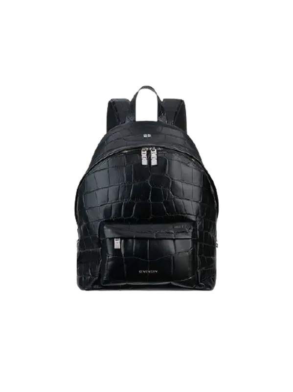 Giordi Black rivet backpack in crocodile leather effect