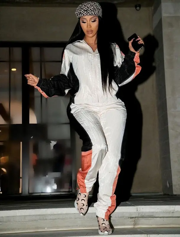 Cardi B outfit in Marine Serre, 2021