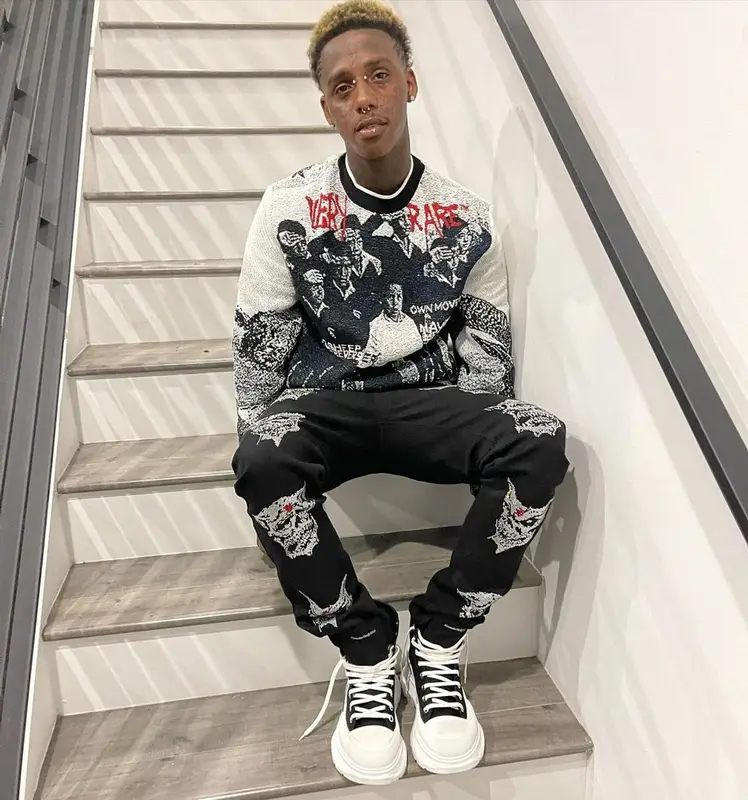 Famous Dex outfit in Very Rare, Disastrwrld, and Rick Owens, 2021