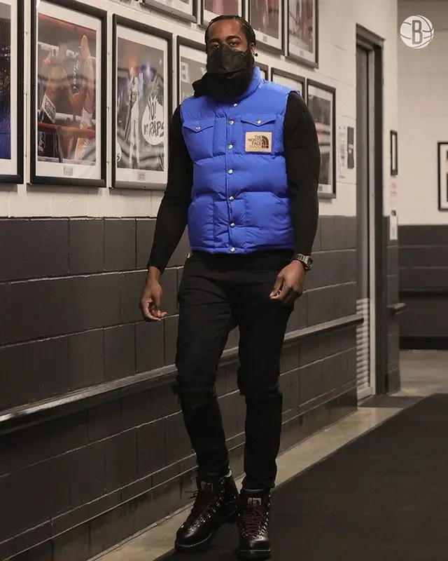 James Harden outfit in Gucci, Amiri, and The North Face, 2021