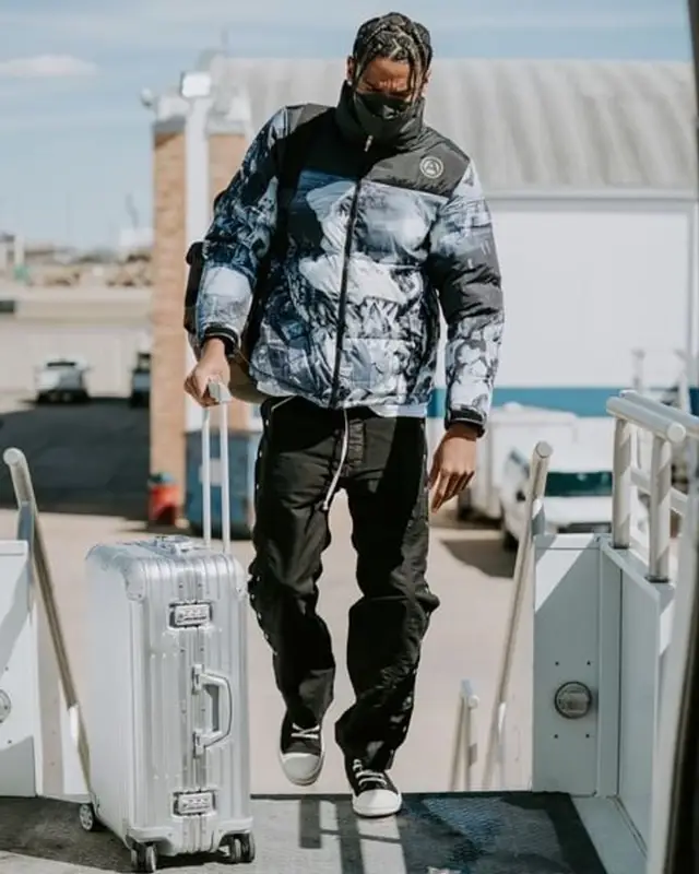 Shai outfit in Absent, Rick Owens, and Rimowa, 2021