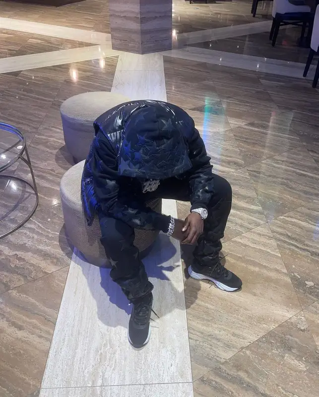 Jackboy outfit in Moncler, Amiri, and Chemist, 2021