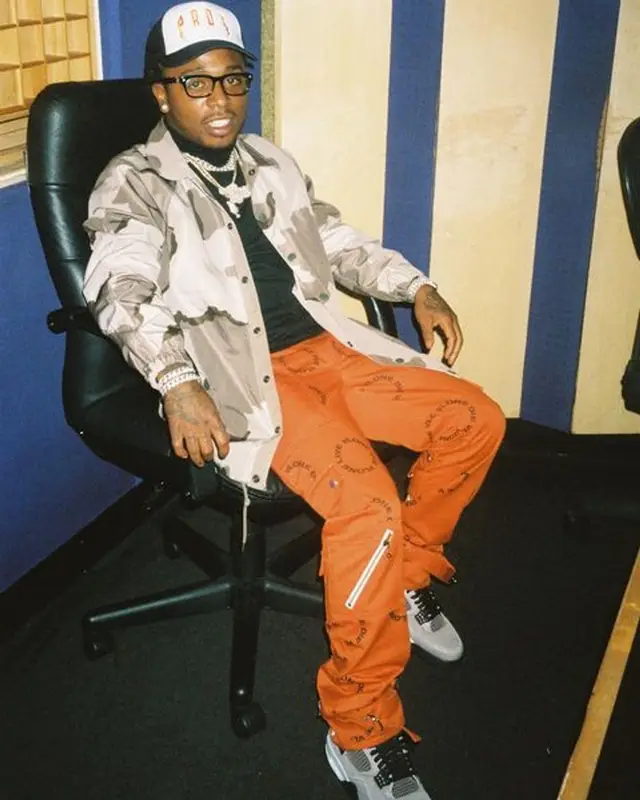 Jacquees outfit in Vlone, Chrome Hearts, and Paradox, 2021