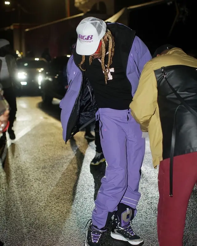 Future outfit in Dior, Louis Vuitton, and Descente, 2021