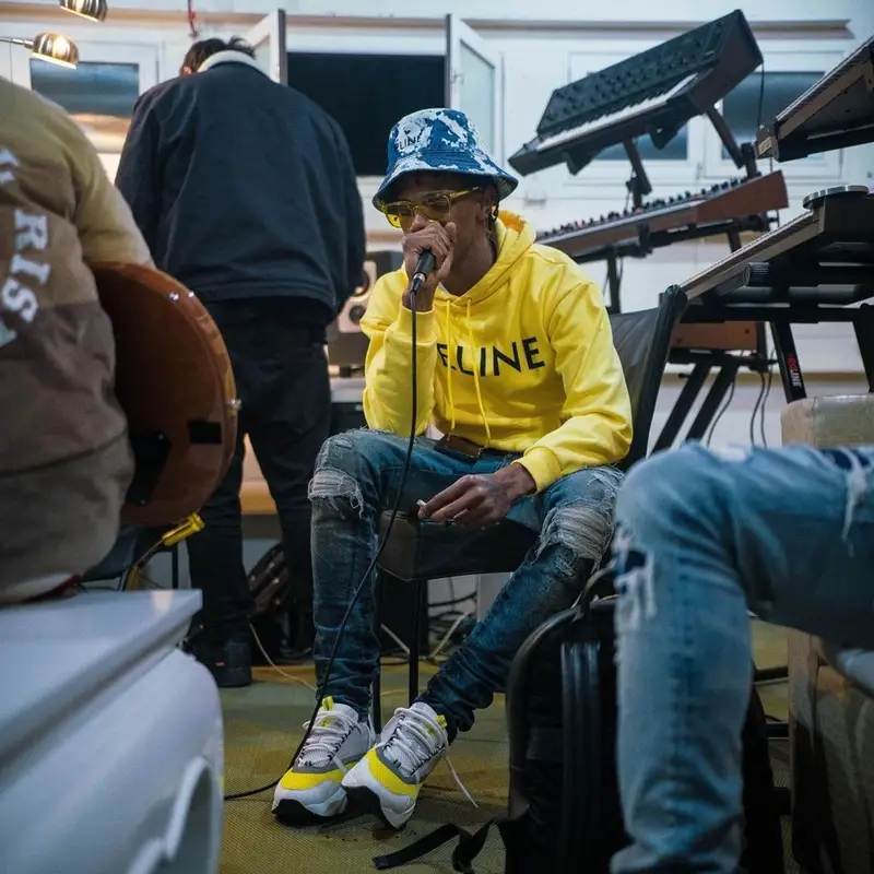 A Boogie Wit Da Hoodie outfit in Amiri, Dior, and Celine, 2021