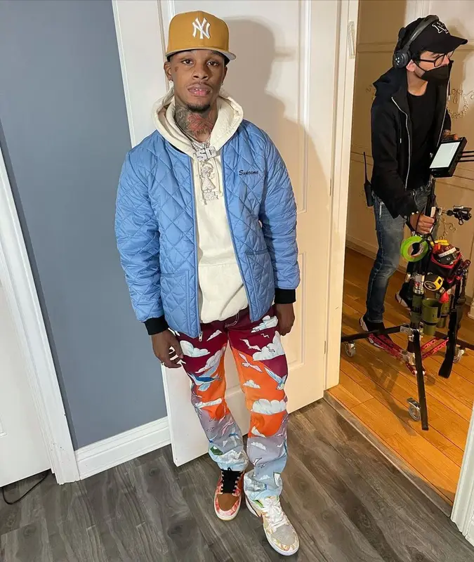 Toosii outfit in Supreme, Casablanca, and New Era, 2021