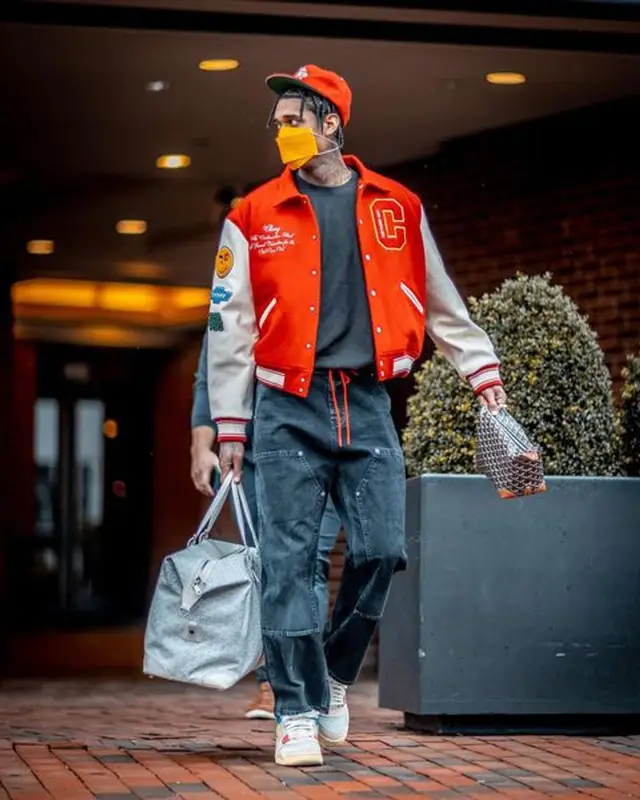 Jordan Clarkson outfit in Goyard, Cherry, and Henry Mask, 2021
