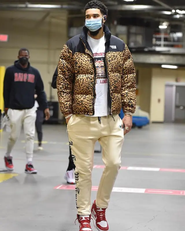 Jayson Tatum outfit in Vetements, Burberry, and Gas NYC, 2021