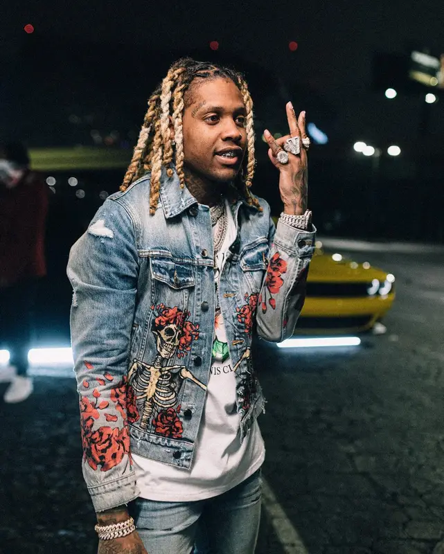 Lil Durk outfit in Amiri, Casablanca, and Grateful Dead, 2021