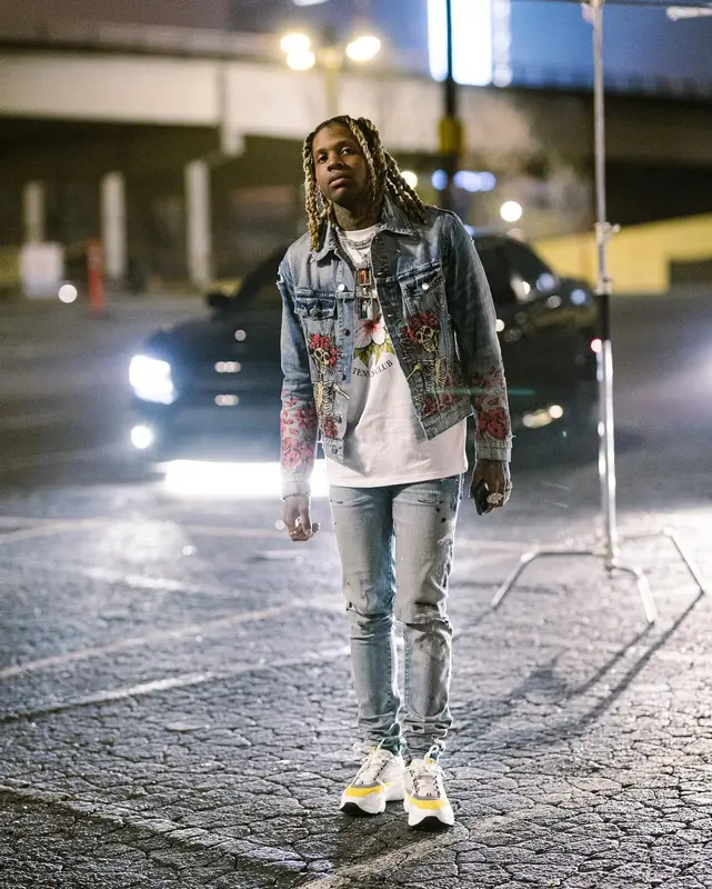 Lil Durk outfit in Amiri, Casablanca, and Grateful Dead, 2021