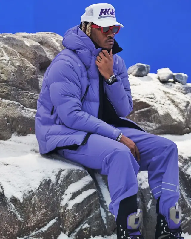Future outfit in Dior, Louis Vuitton, and Descente, 2021