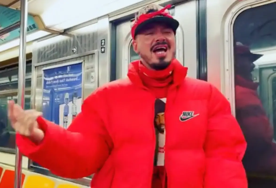 J Balvin outfit in Supreme, Off-White, and Nike, 2021