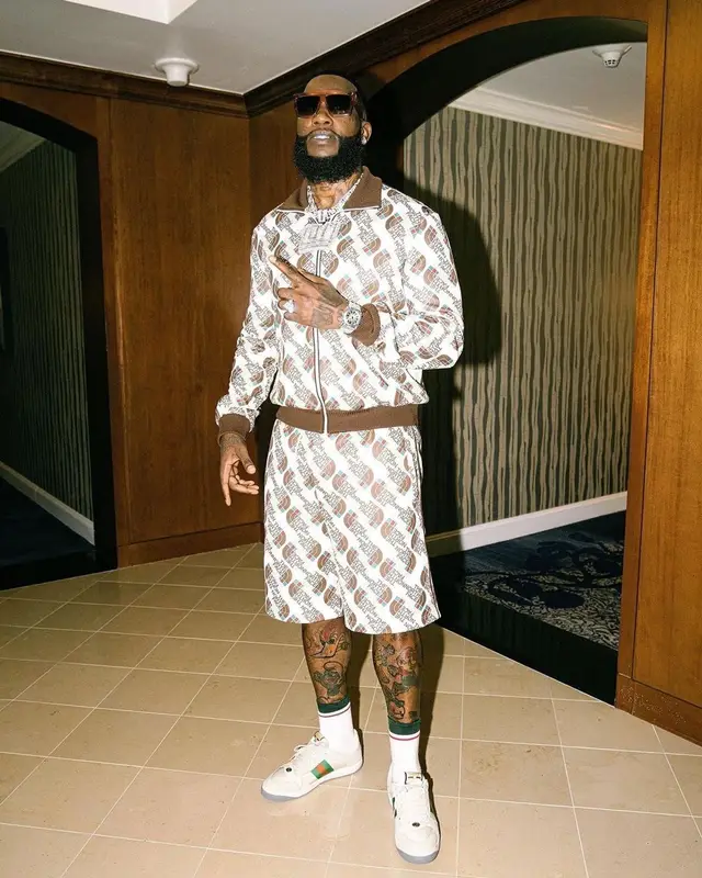 Gucci Mane outfit in Gucci and Celine, 2021