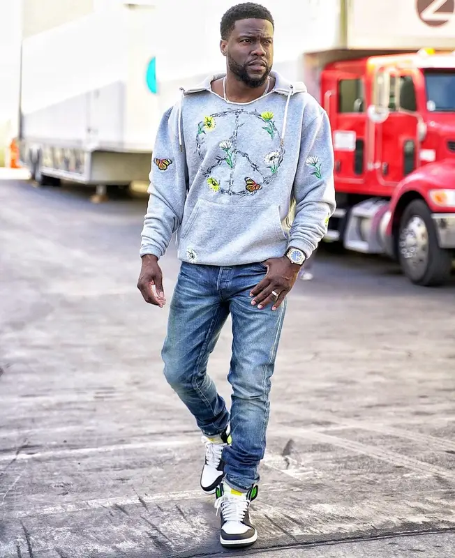 Kevin Hart outfit in Honor The Gift, John Elliott, and Nike, 2021