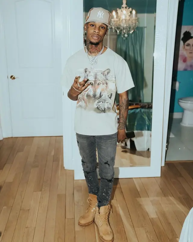 Toosii outfit in Dead Than Cool, Timberland, and Jimmy Choo, 2021