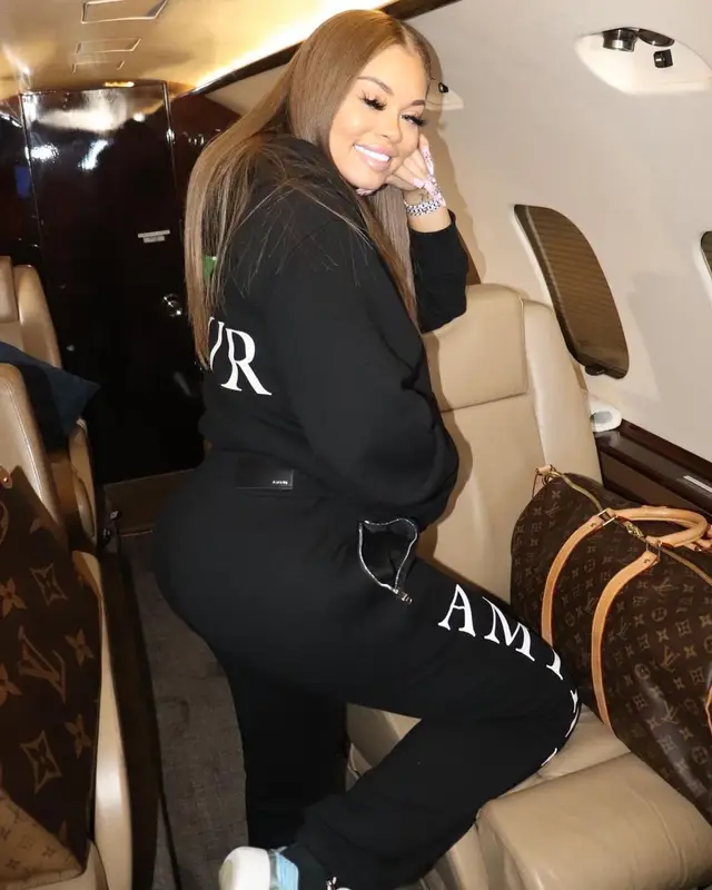 Latto outfit in Amiri, Yeezy, and Louis Vuitton, 2020