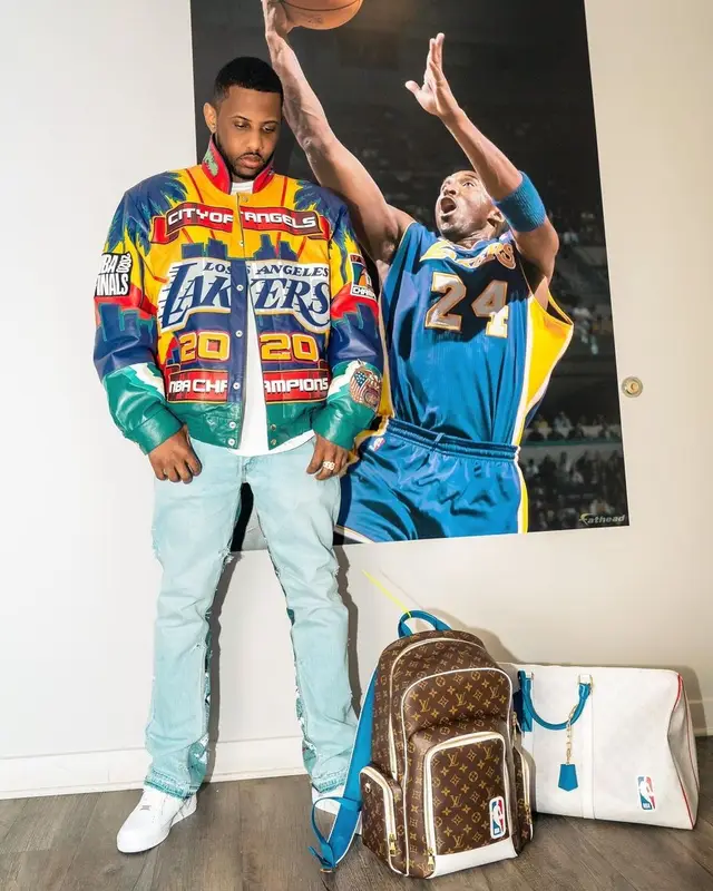 Fabolous outfit in Los Angeles Lakers, Gallery Dept., and Jeff Hamilton, 2021