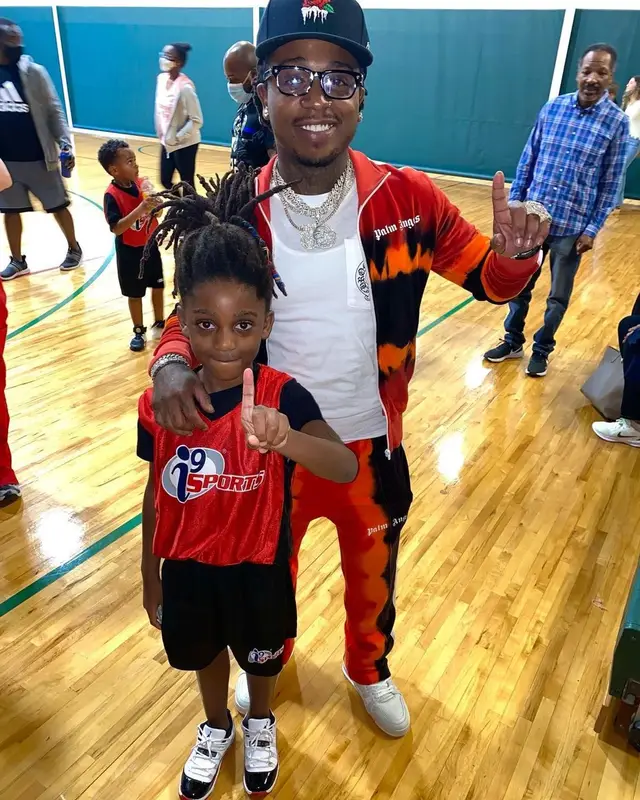 Jacquees outfit in Palm Angels, Louis Vuitton, and Chrome Hearts, 2021