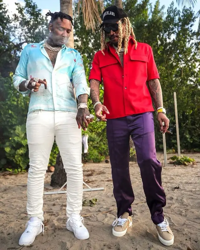 Moneybagg Yo outfit in Casablanca, Valabasas, and Nike, 2021