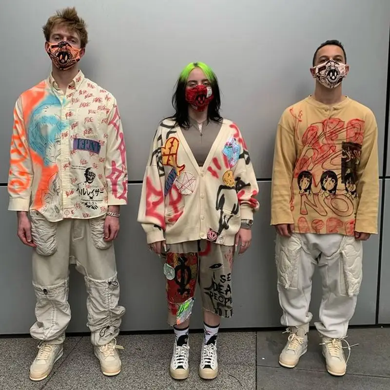 Billie Eilish outfit in Artica Arbox, Converse, and Gucci, 2020