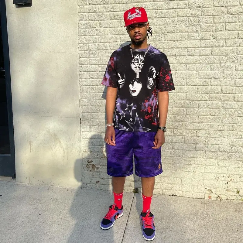 Metro Boomin outfit in WyCo Vintage, Cartier, and New Era, 2021