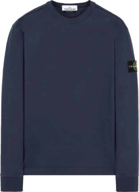 Stone Island Logo Sleeve Patch Blue Sweatshirt $258