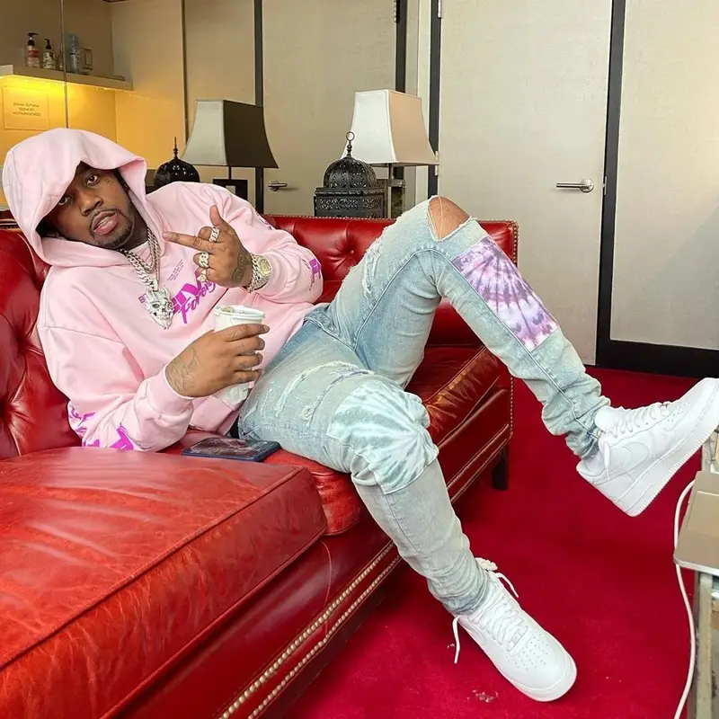 Fivio Foreign outfit in Amiri and Nike, 2021